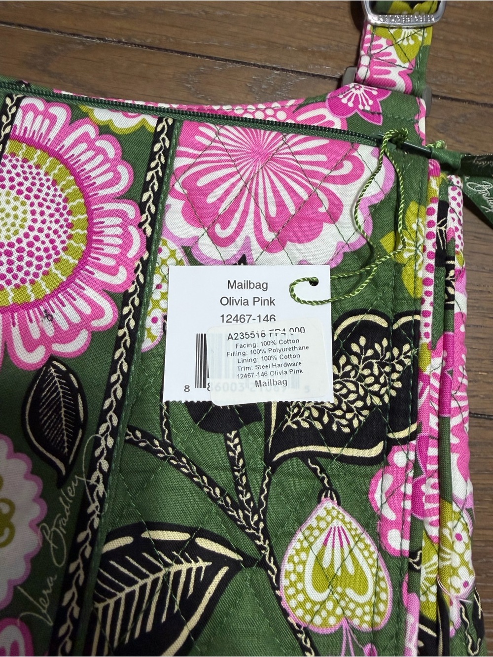 Vera Bradley Hipster Mail Bag OLIVIA PINK - NWT 12" Tall 13" Wide - Picture 3 of 3